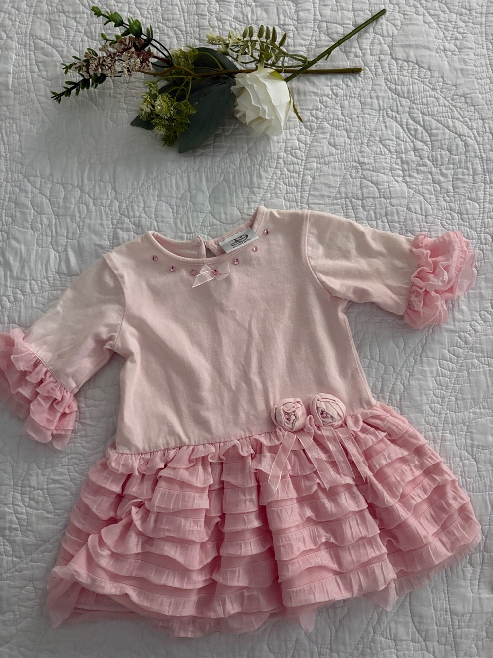 Elegant Pink Ruffle Party Dress for Girls by